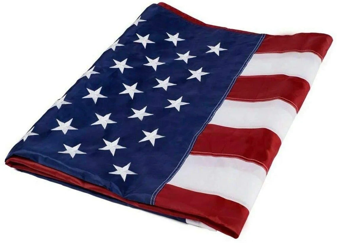 American Flag Outdoor Heavy Duty Embroidered Stars USA Flag Sewn Stripes Fade Resistance Brass Grommets All Weather UV