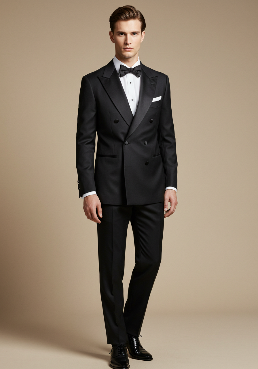 Men’s Black Double-Breasted Dinner Suit