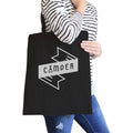Bolso de lona negro para acampar, diseño lindo, ideas de regalo para amantes del camping