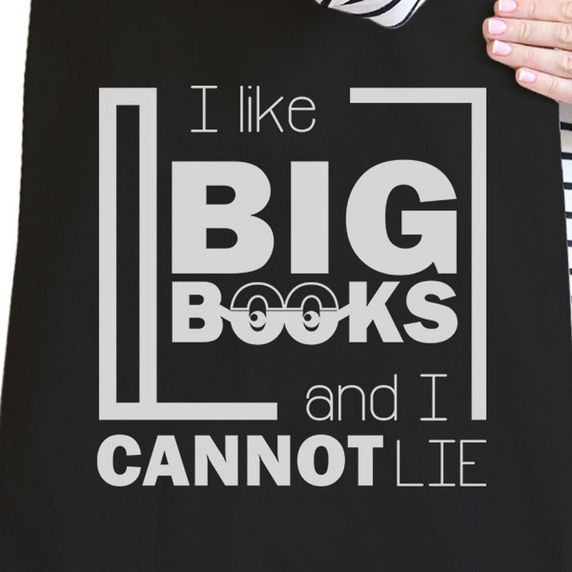 Torby płócienne czarne „I Like Big Books Cannot Lie”