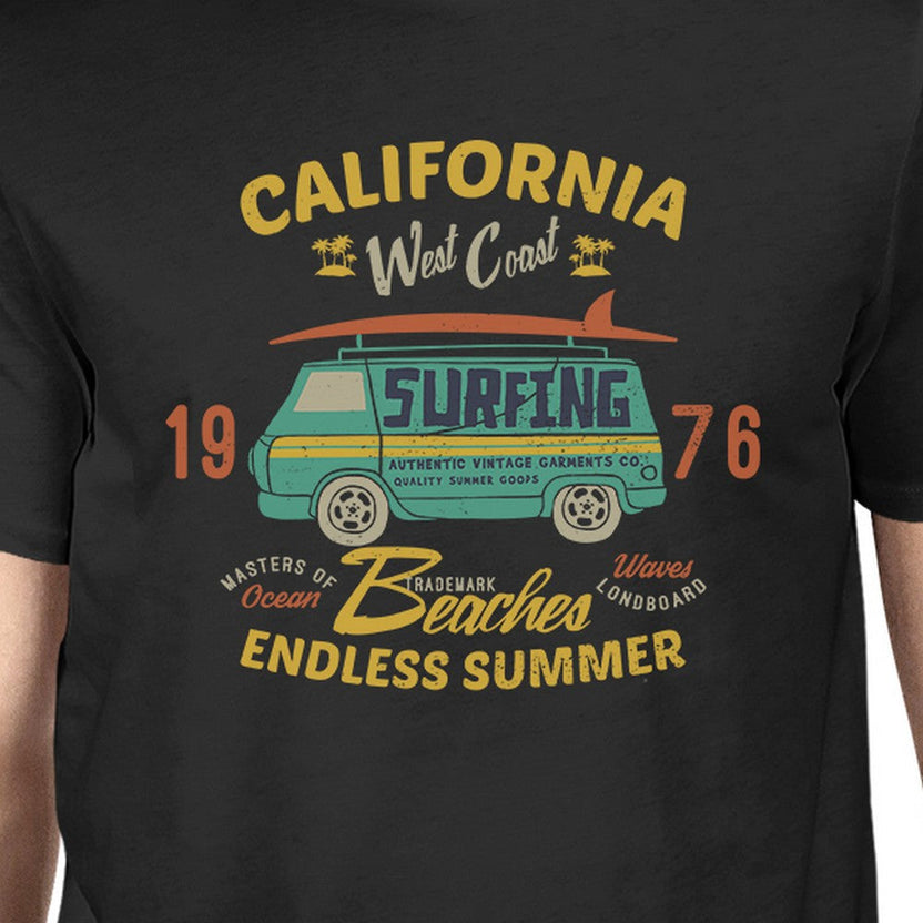 California Beaches Endless Summer Mens Black Shirt