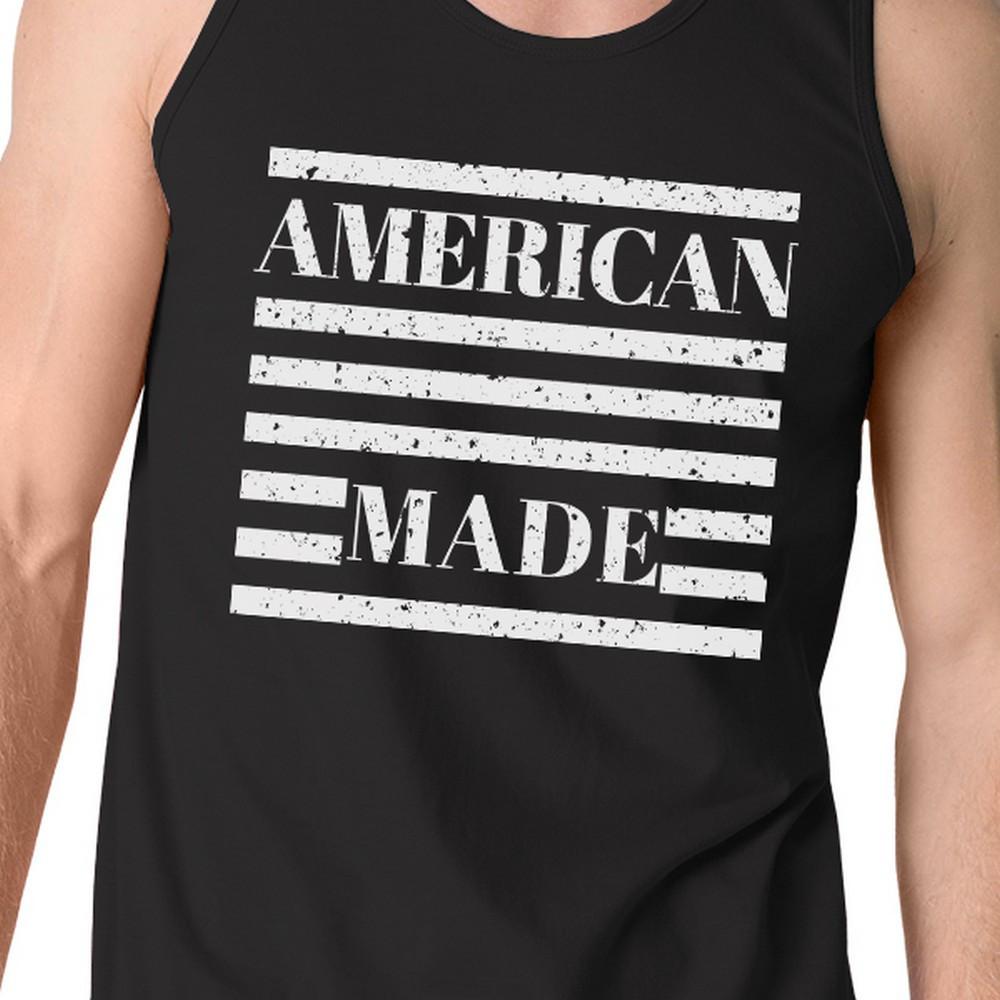 Męska czarna koszulka bez rękawów produkcji amerykańskiej z unikalnym wzorem (tank top)