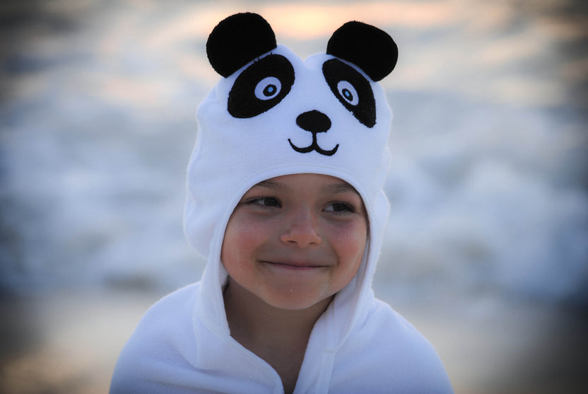Toalla turca de algodón con capucha de panda: Niño pequeño
