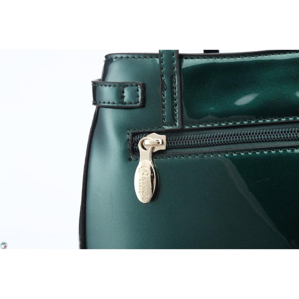 Bolso tipo satchel acolchado de charol de lujo Brangio Italy – Bolso de mano de diseñador con asa superior