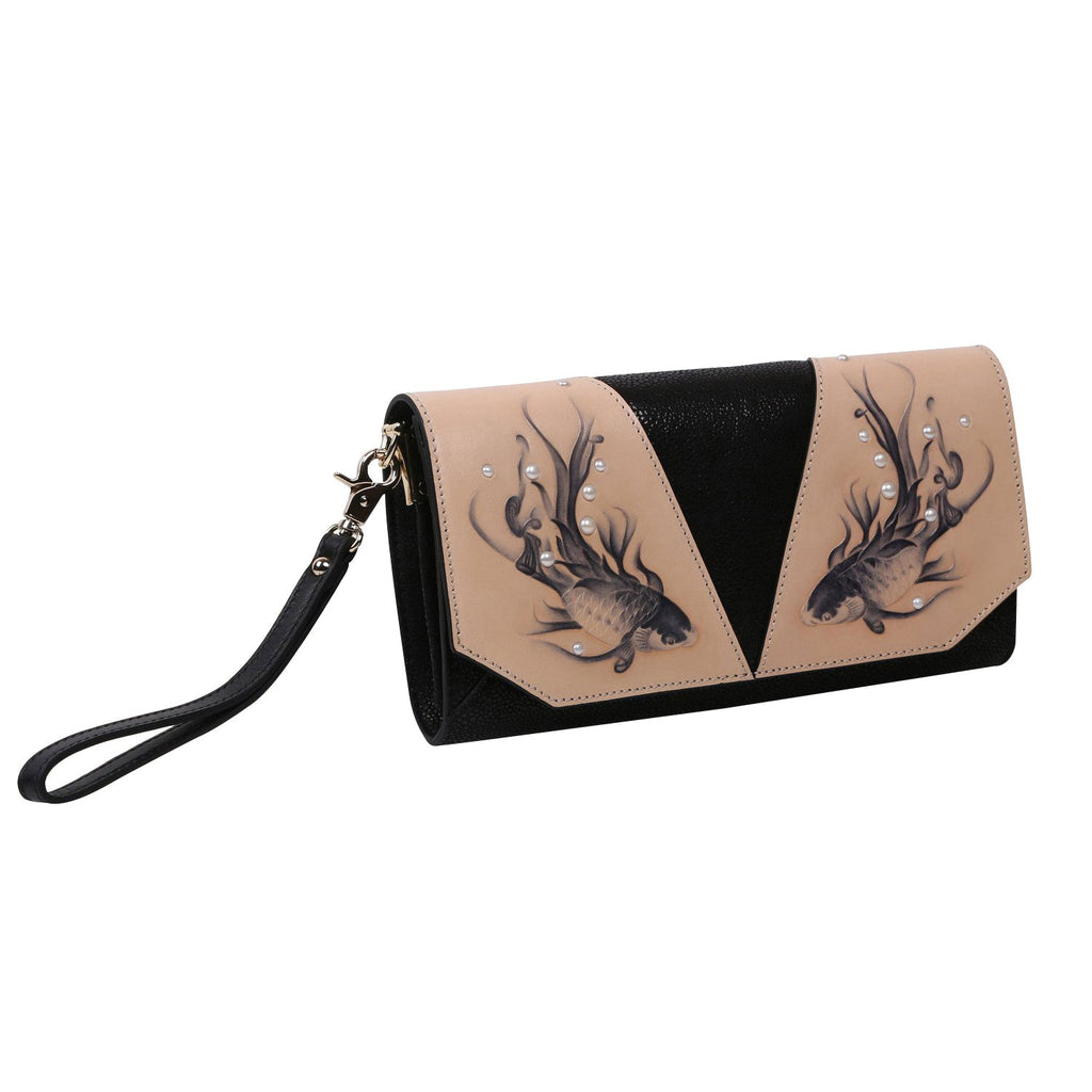 Koi Black Crossbody Clutch