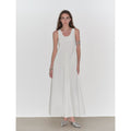 "Lake Bled" Simple and Slim Texture U-Neck A-Line Slim Fit Vest Dress
