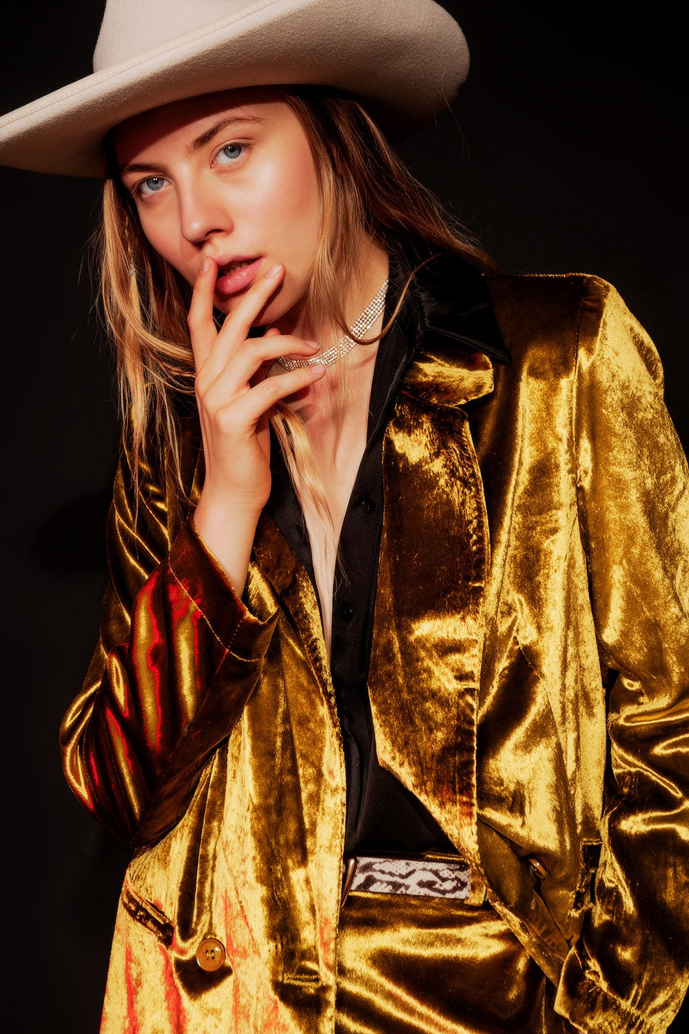 Lime Green Velvet Oversized Blazer