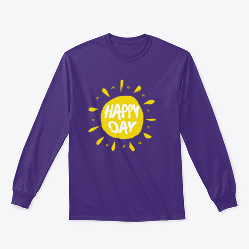 Sonne mit handgezeichneten Buchstaben Happy Day Vektor Sommer-Druck für Kleidung