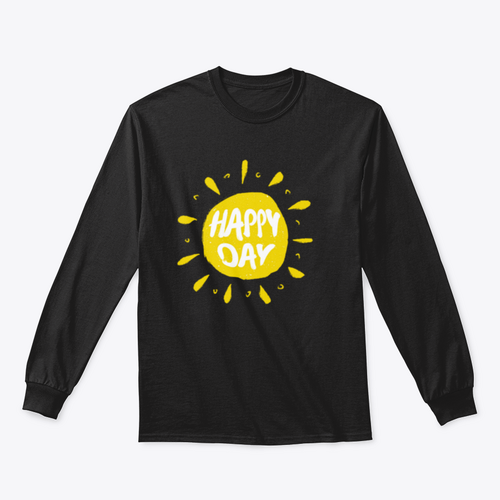 Sonne mit handgezeichneten Buchstaben Happy Day Vektor Sommer-Druck für Kleidung