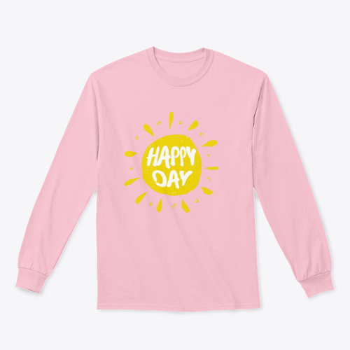 Sonne mit handgezeichneten Buchstaben Happy Day Vektor Sommer-Druck für Kleidung