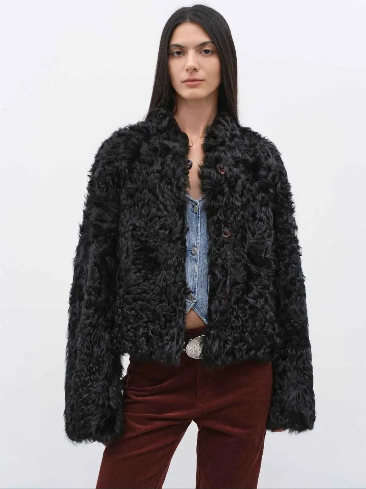 Fireladyfur Women's Imported Sheepskin Coat | New Zealand Wool“Little Bear”