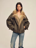 Firelady Fur Women's Down Fur Parka Coyote and Raccoon Fur Collar-“The Long Night Is Coming”