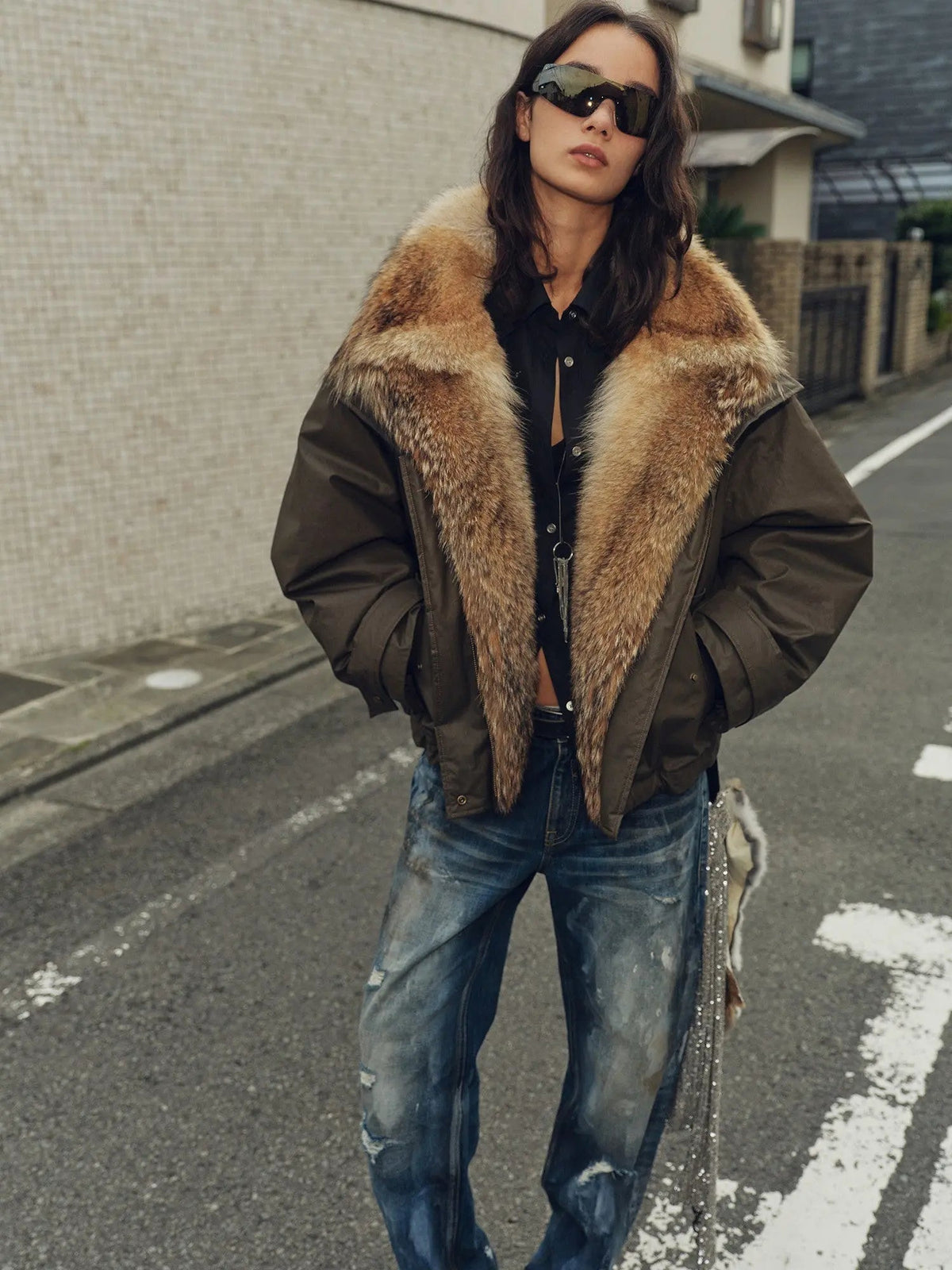 Firelady Fur Women's Down Fur Parka Coyote and Raccoon Fur Collar-“The Long Night Is Coming”