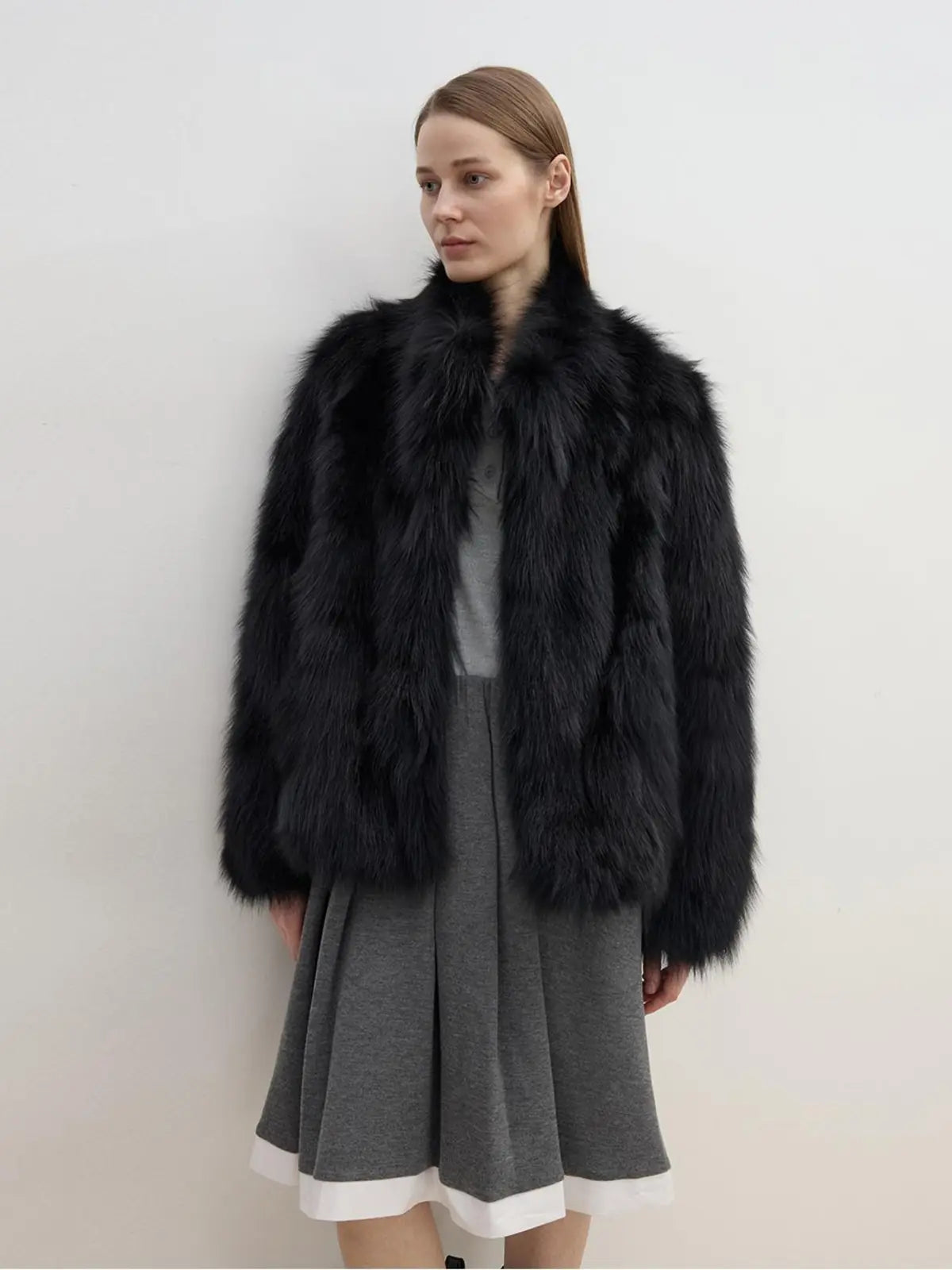 "Long Nocturne" Imported Fox Fur Retro Short Coat for Women