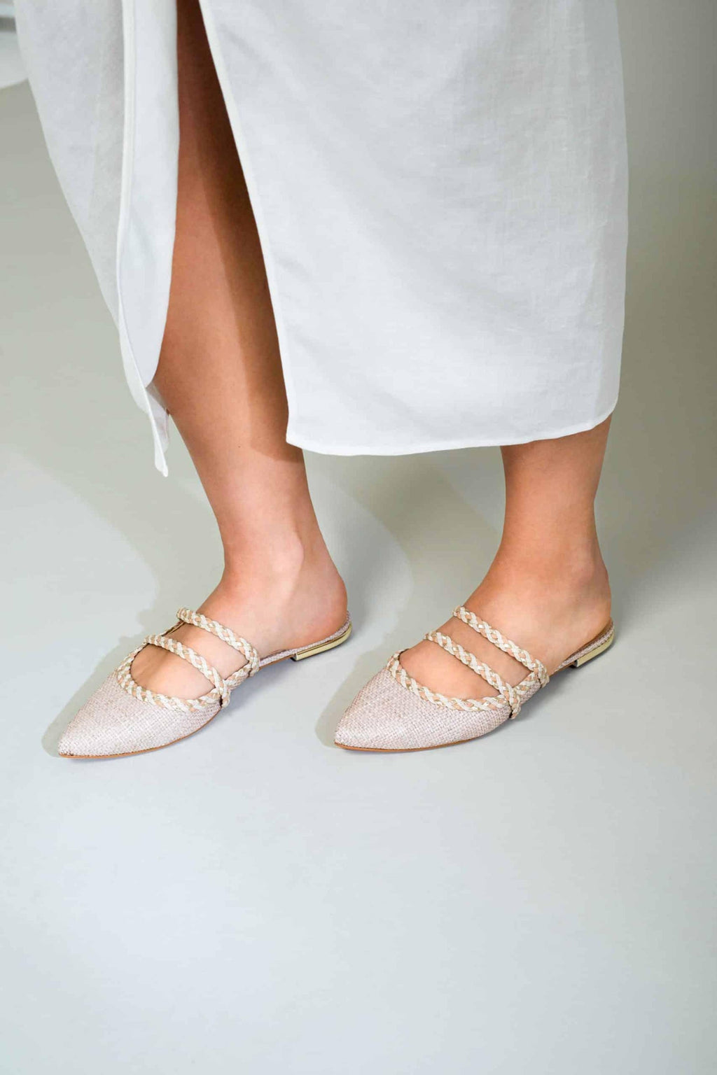 Amburana Textile Mules – Beige Sustainable Flat Slip-On