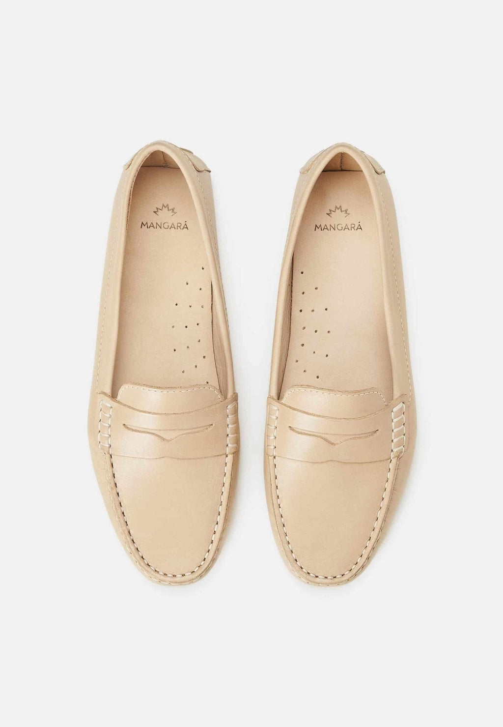 Angico Beige Leather Driving Loafers – Flat Penny Moccasins
