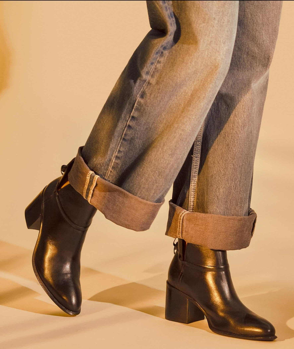 Attalea Brown Leather Ankle Boots – Ankle Strap, 6.5cm Block Heel