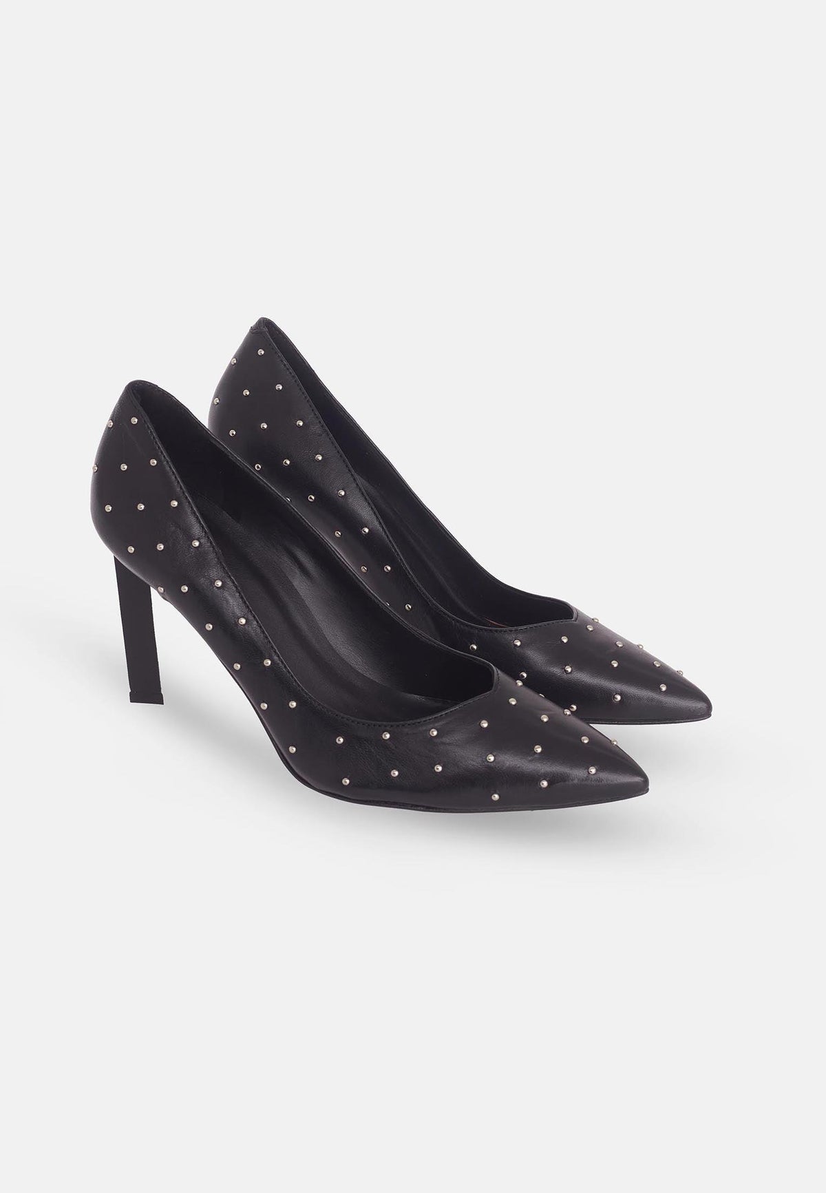 Callisia Black Studded Leather Pumps – 9.5cm Slim Heel
