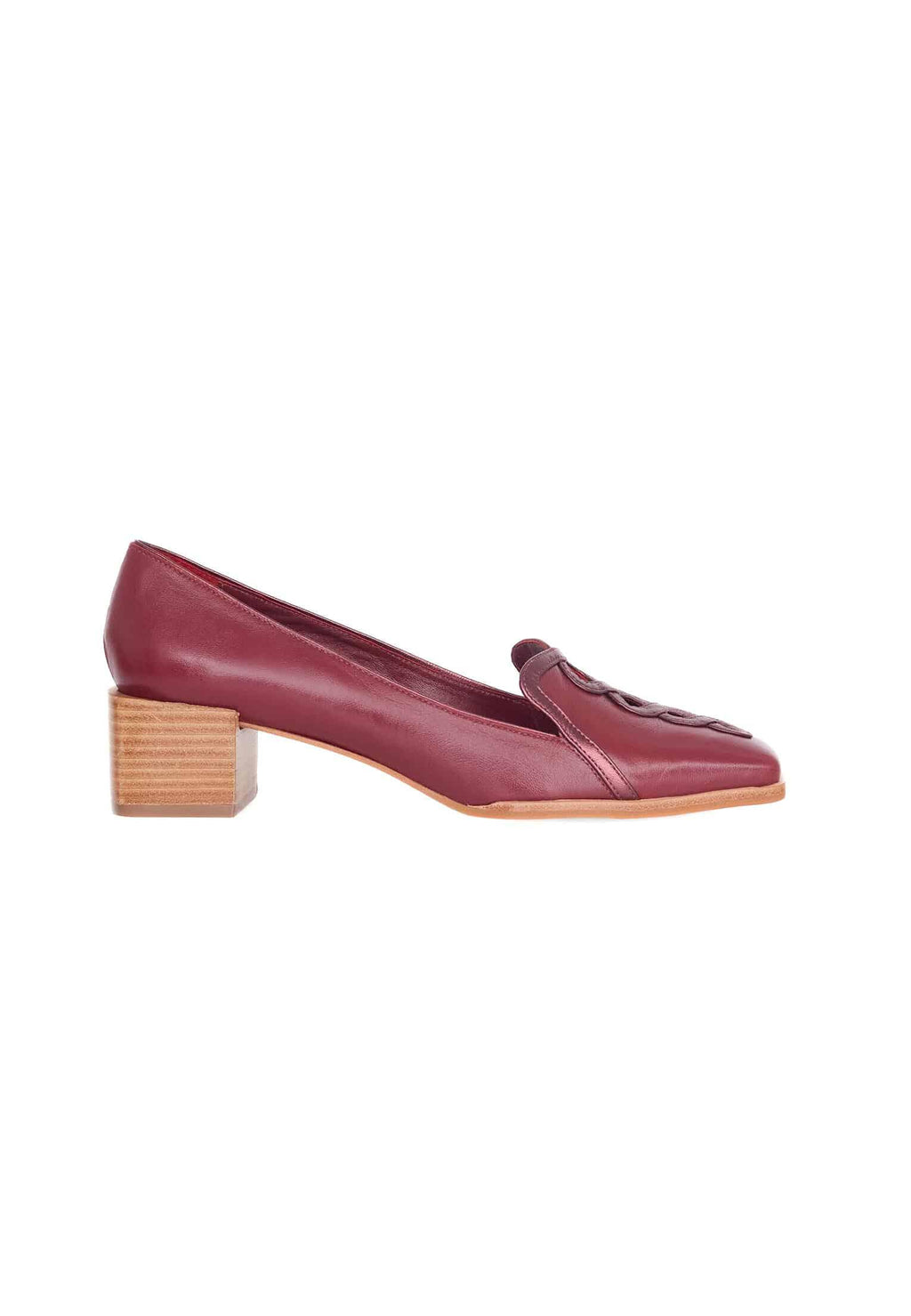 Cordía Caramel Leather Loafers – Square Toe, 4cm Wooden Block Heel