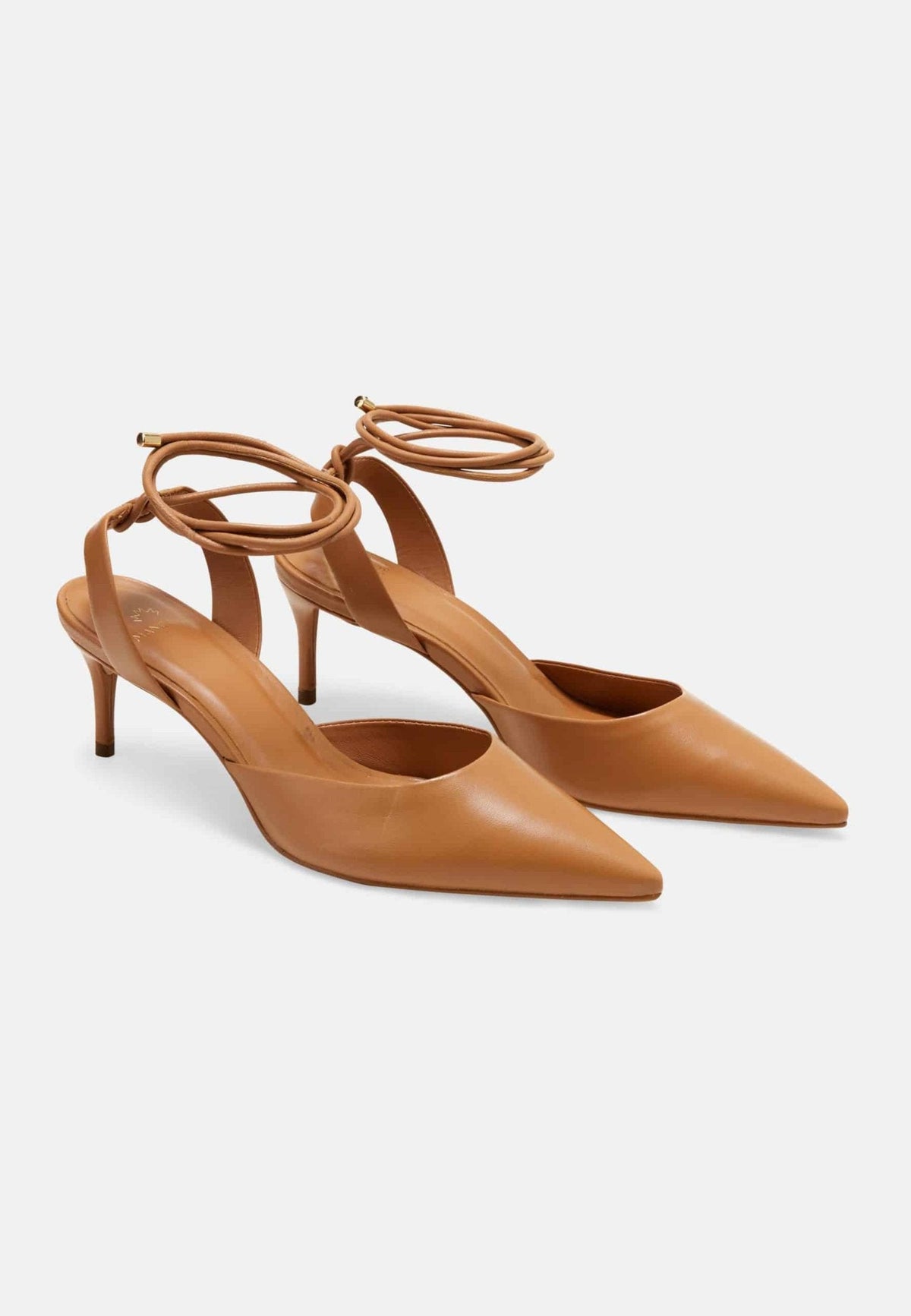 Jaborandi Slingback-klackar i karamellfärgat läder – 6,5 cm spetsig tå