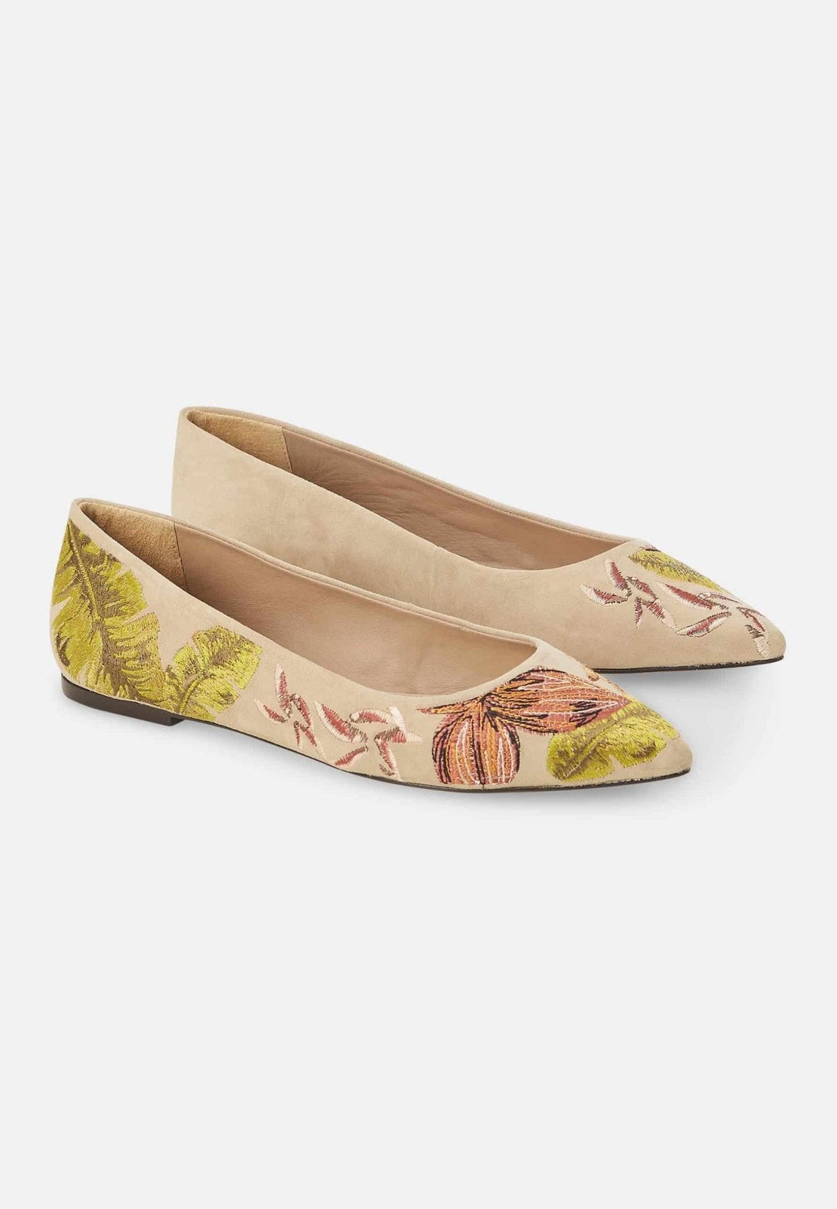 Pindaiva Red Suede Embroidered Ballerinas