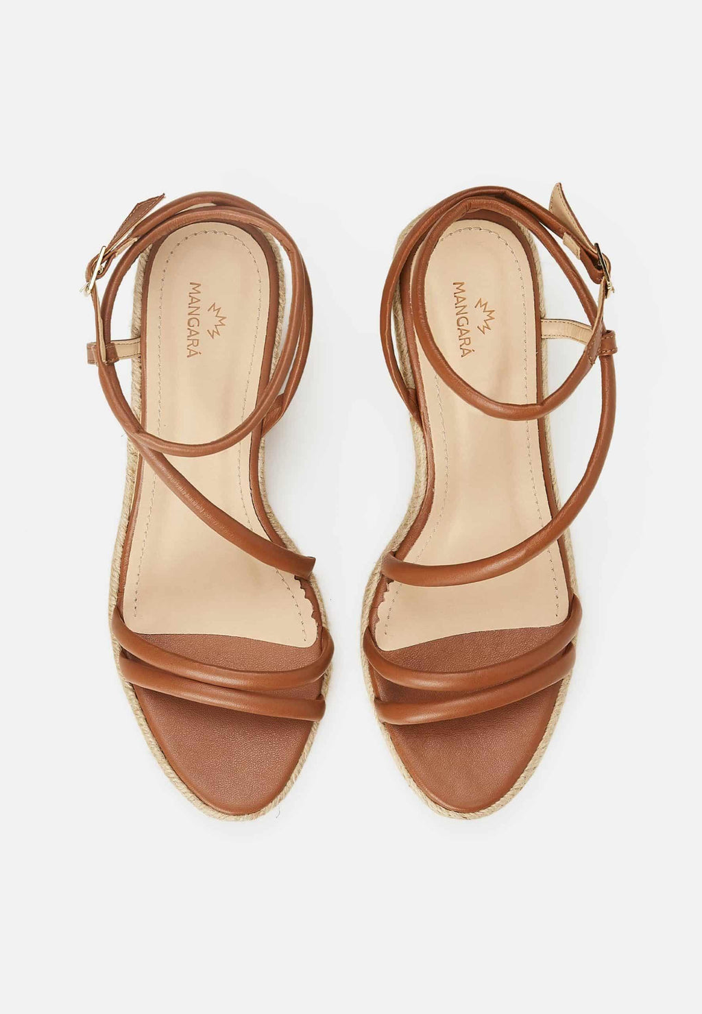 Romã Blue Leather Espadrille Wedges – Jute Platform