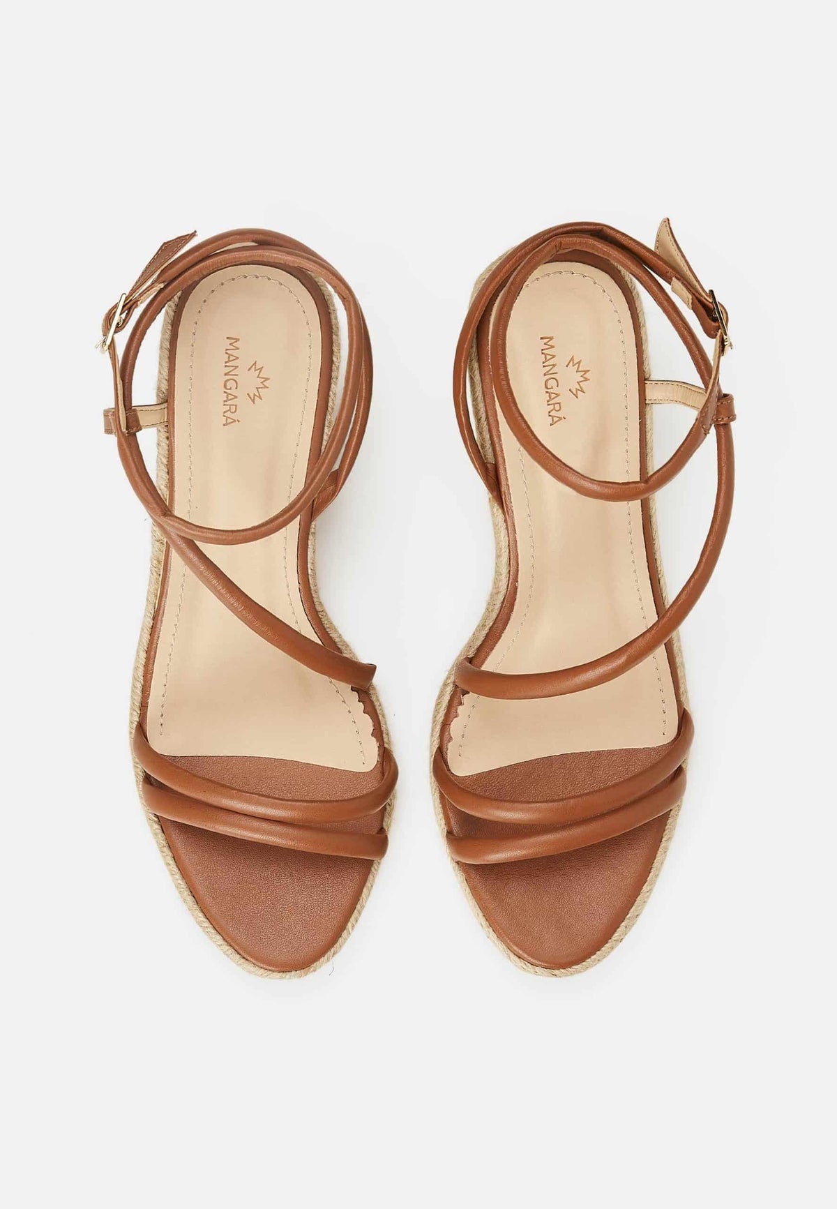 Romã Blue Leather Espadrille Wedges – Jute Platform
