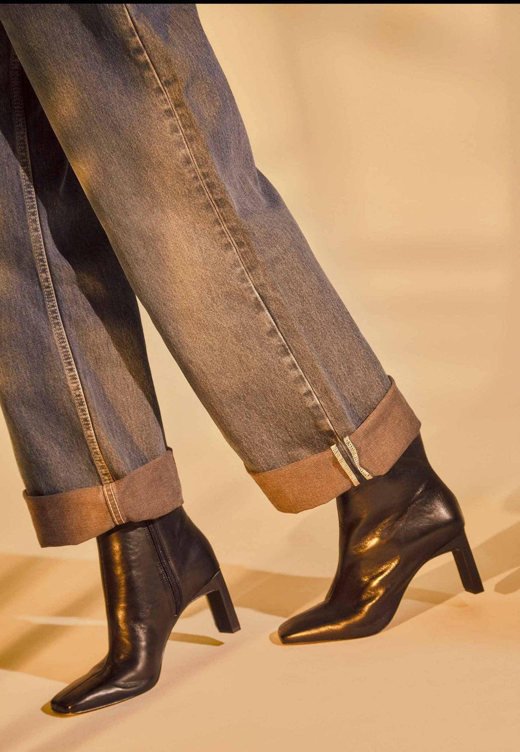 Senna Olive Goat Leather Ankle Boots – 7.6cm Block Heel