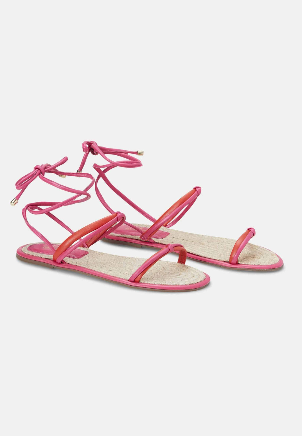 Urucum Blue Leather Lace-Up Sandals