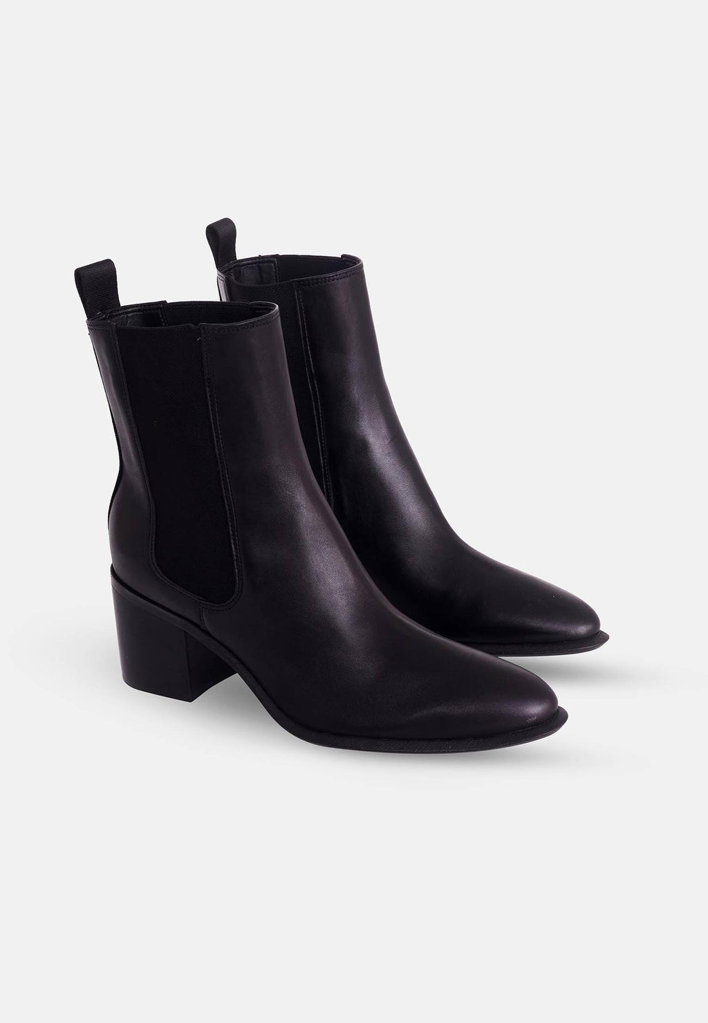 Canna Brown Leather Chelsea Ankle Boots – Black Gore, 6.5cm Block Heel