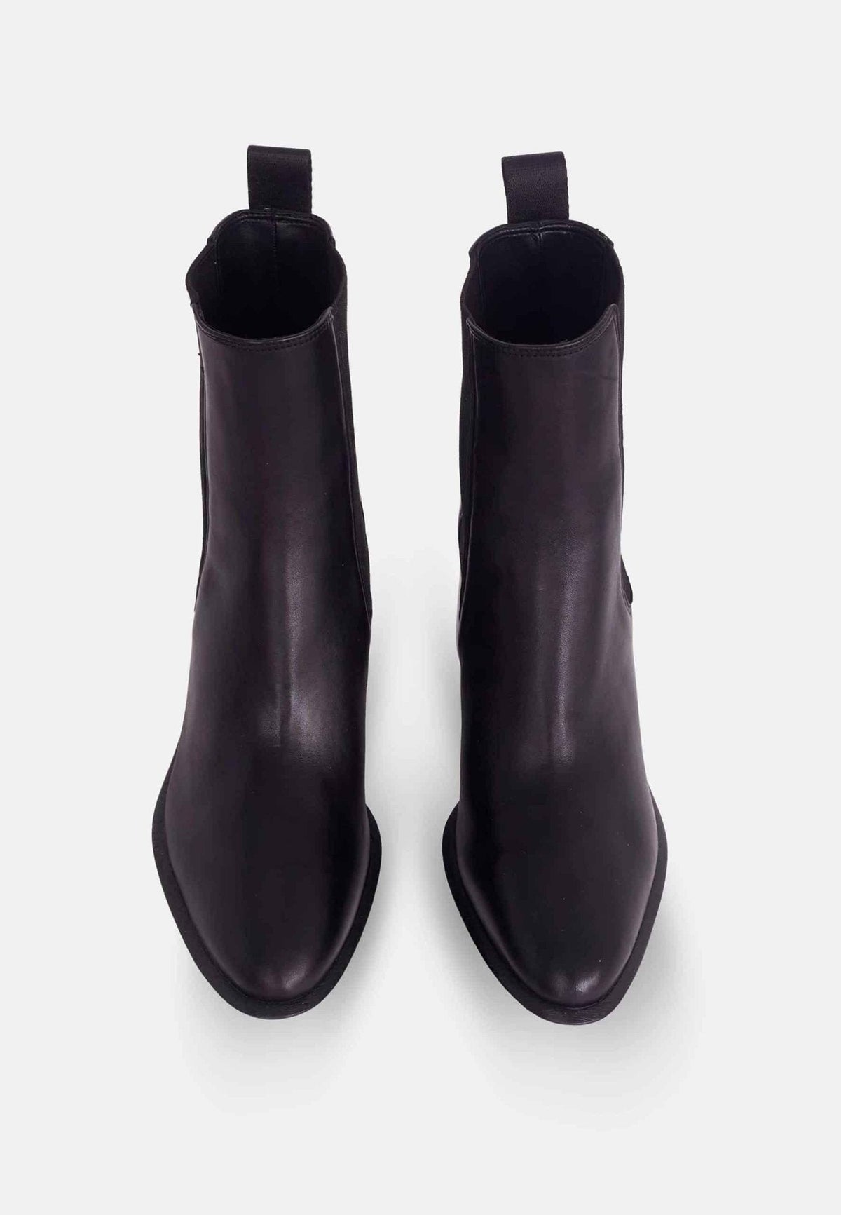 Canna Chelsea-boots i brunt läder – Svart resår, 6,5 cm blockklack