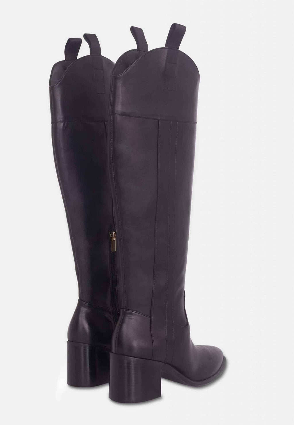 Canna Brown Calf Leather Knee-High Riding Boots – 6.5cm Block Heel