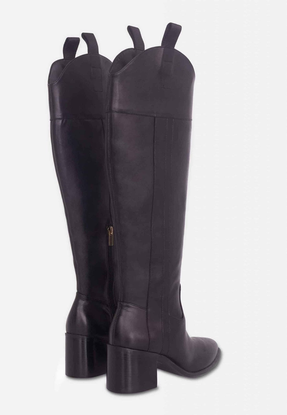 Canna Brown Calf Leather Knee-High Riding Boots – 6.5cm Block Heel