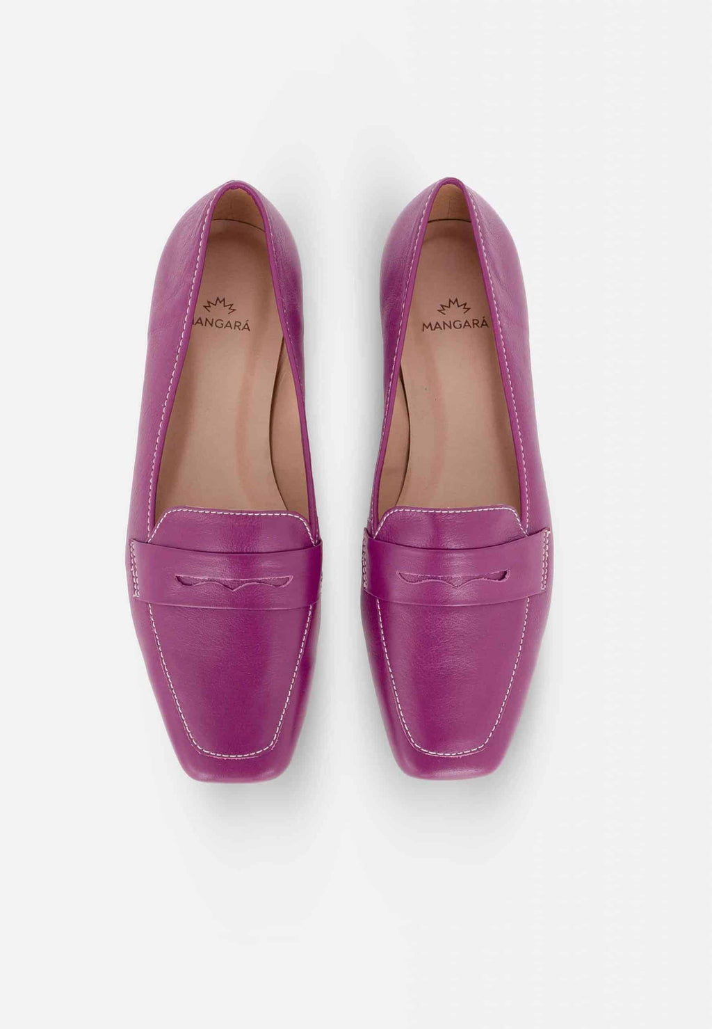 Cipó Beige Leather Square-Toe Loafers – Flat