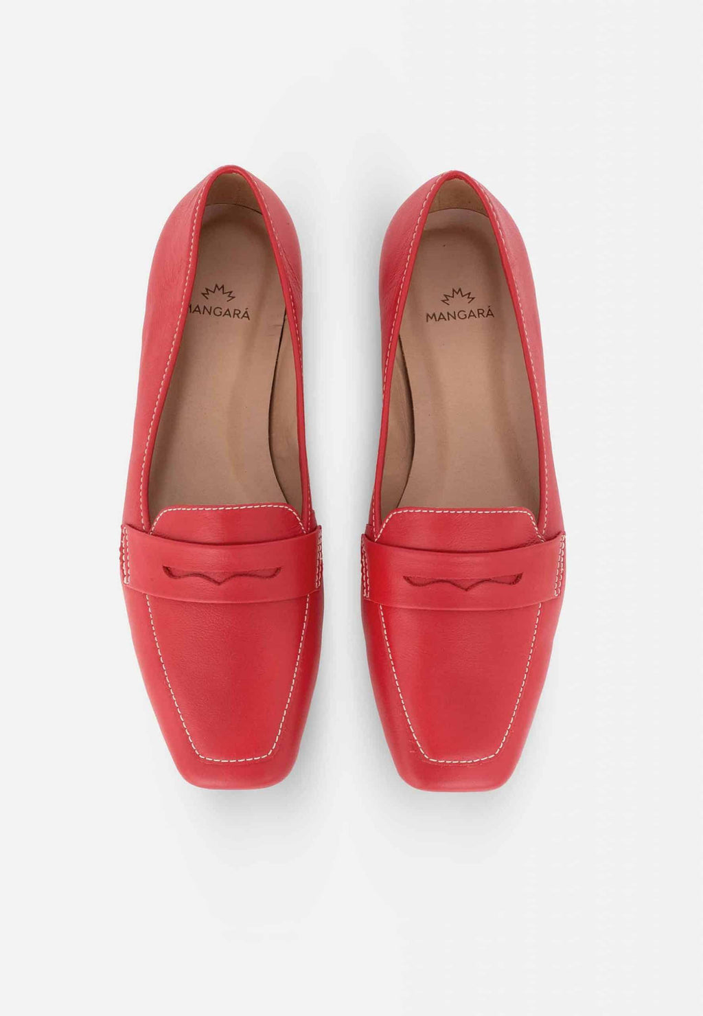 Cipó Beige Leather Square-Toe Loafers – Flat