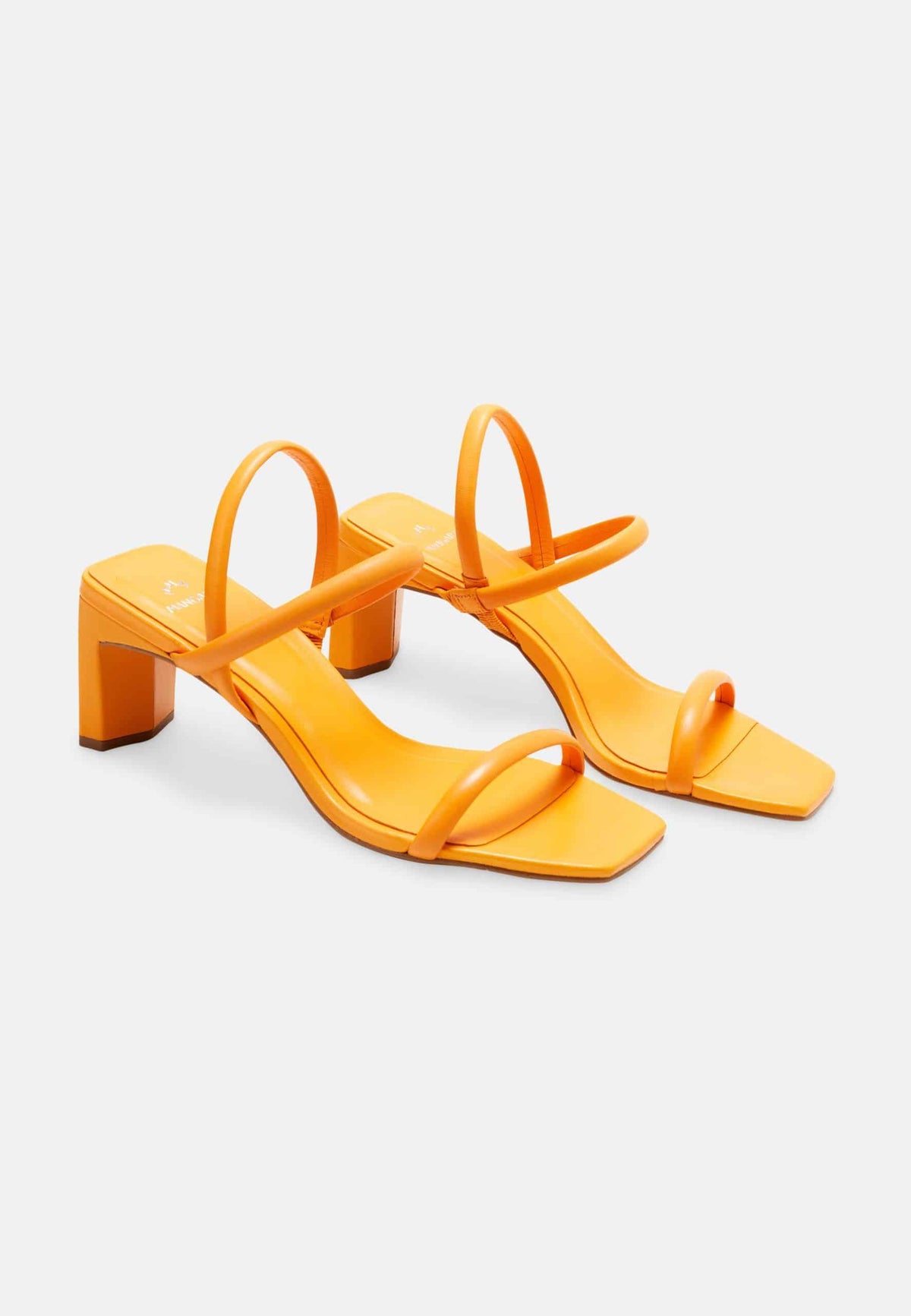 Palmito Goat Orange Leather Sandals – 6.5cm Block Heel