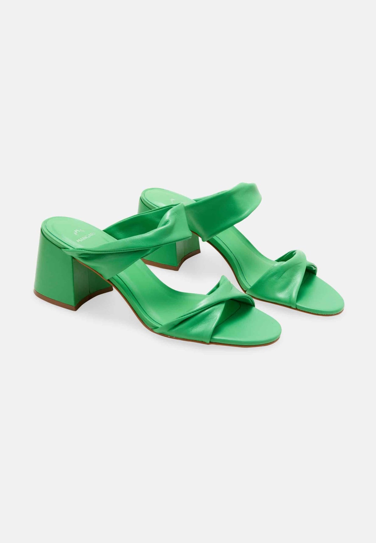Xaxim Mule-tofflor i grönt getskinn – 6,5 cm blockklack (slip-on)