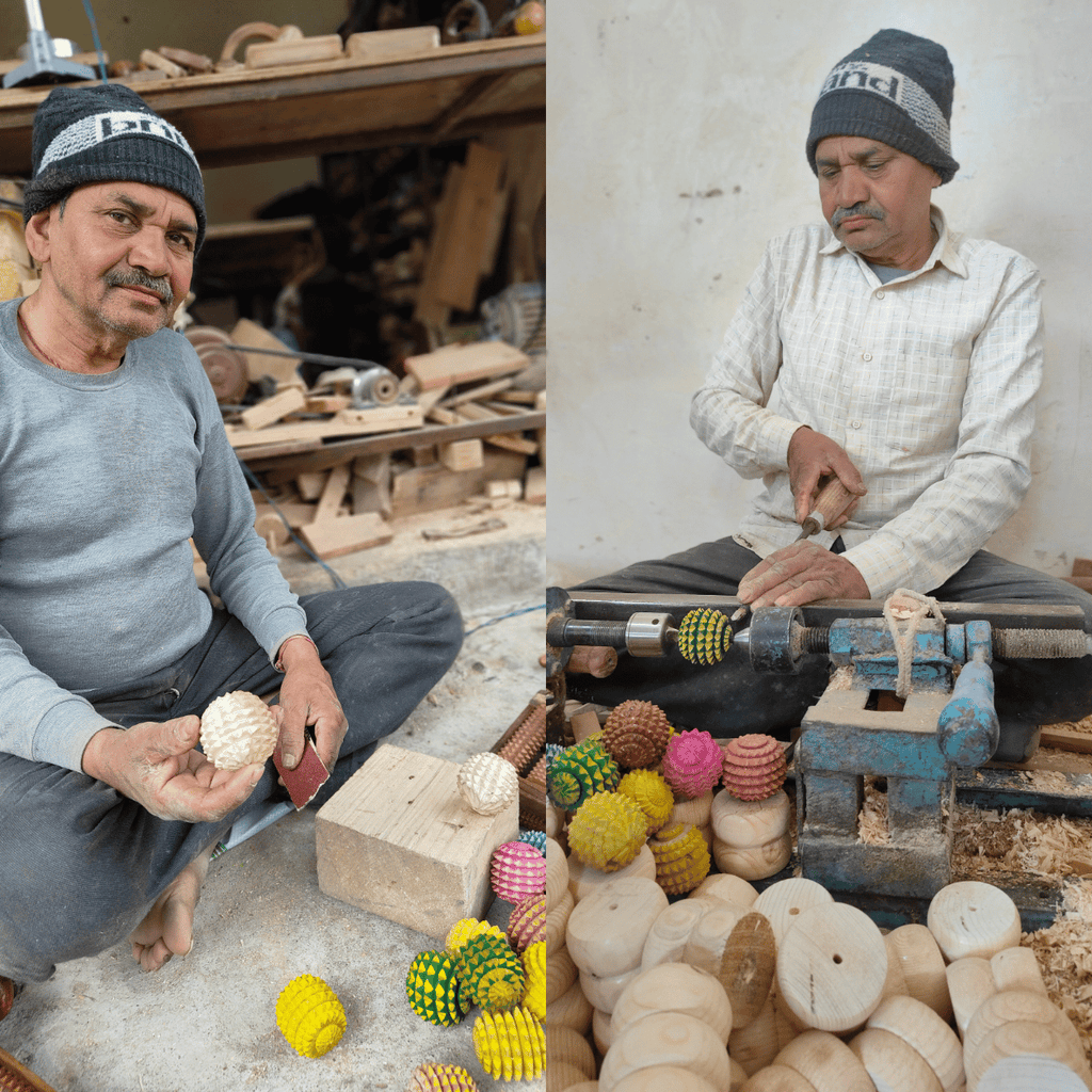 Pelota de reflexología de madera – Bola de masaje de acupresión hecha a mano