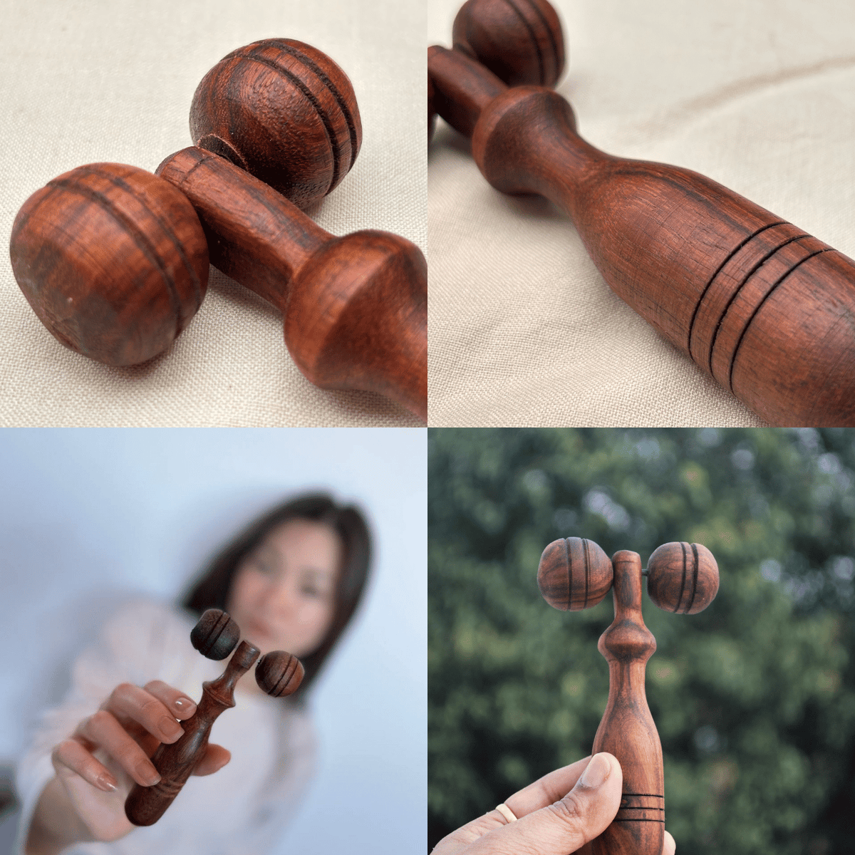 Rodillo de madera para masaje facial