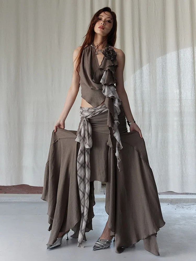 Top typu halter z falbaną Burnn