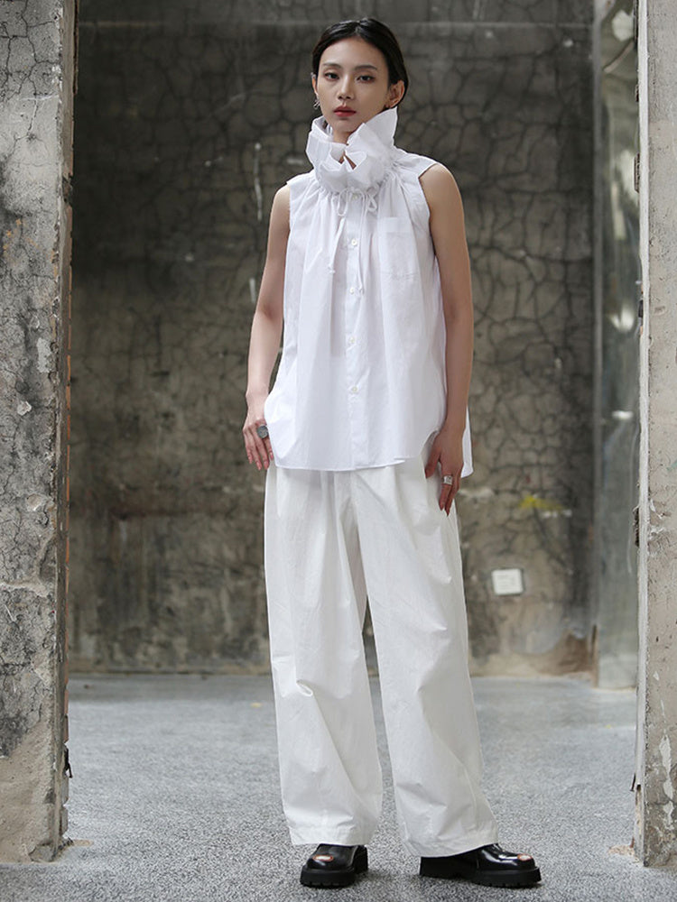 Blusa con cuello de volantes Chee - Blanco