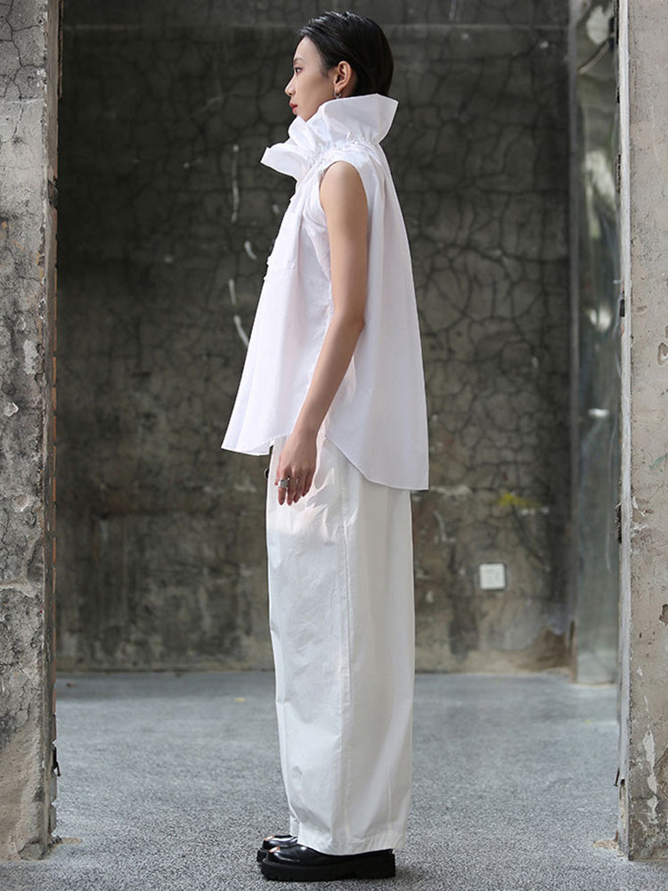 Blusa con cuello de volantes Chee - Blanco