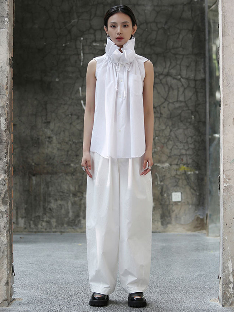 Blusa con cuello de volantes Chee - Blanco