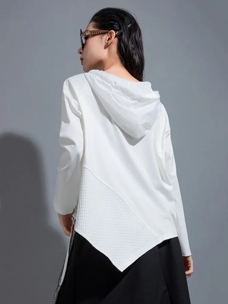 Bluza z kapturem Hamarna Pocket Rouched - Biała