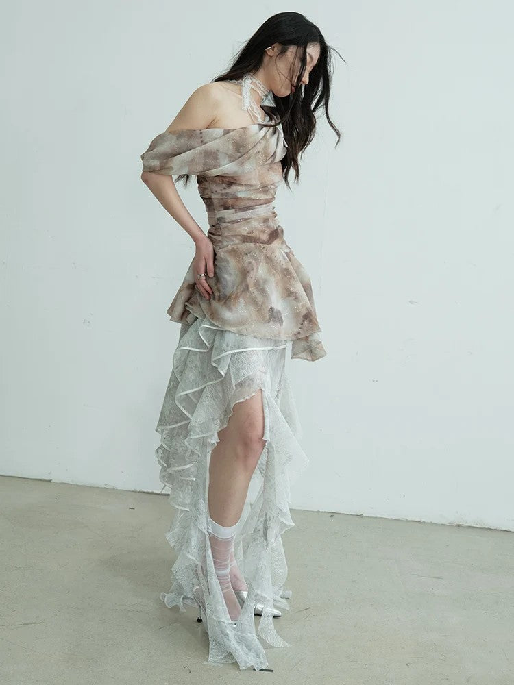 Narmie Asymmetrical Ruffle Shirt