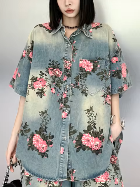 Camisa de mezclilla Rosette Rose