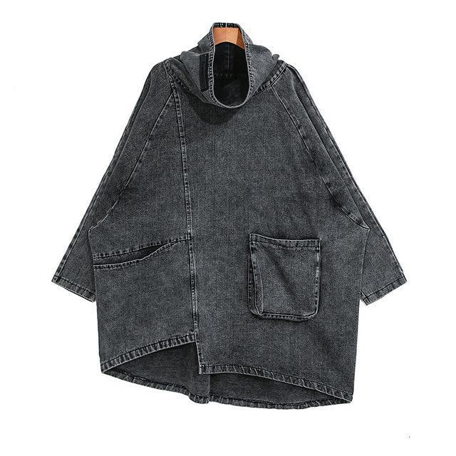 Luźna bluza jeansowa z golfem Reon