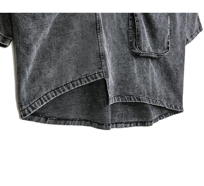 Luźna bluza jeansowa z golfem Reon