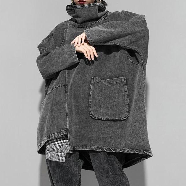 Luźna bluza jeansowa z golfem Reon