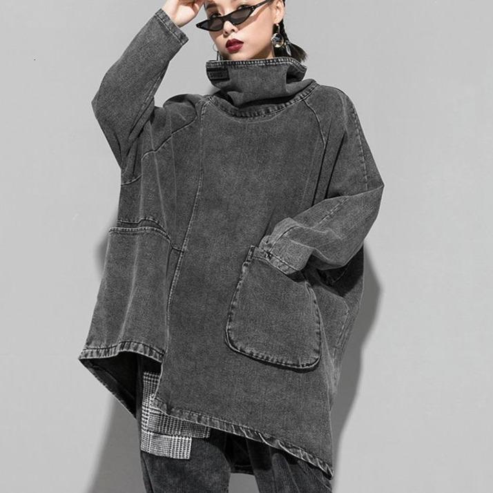 Luźna bluza jeansowa z golfem Reon